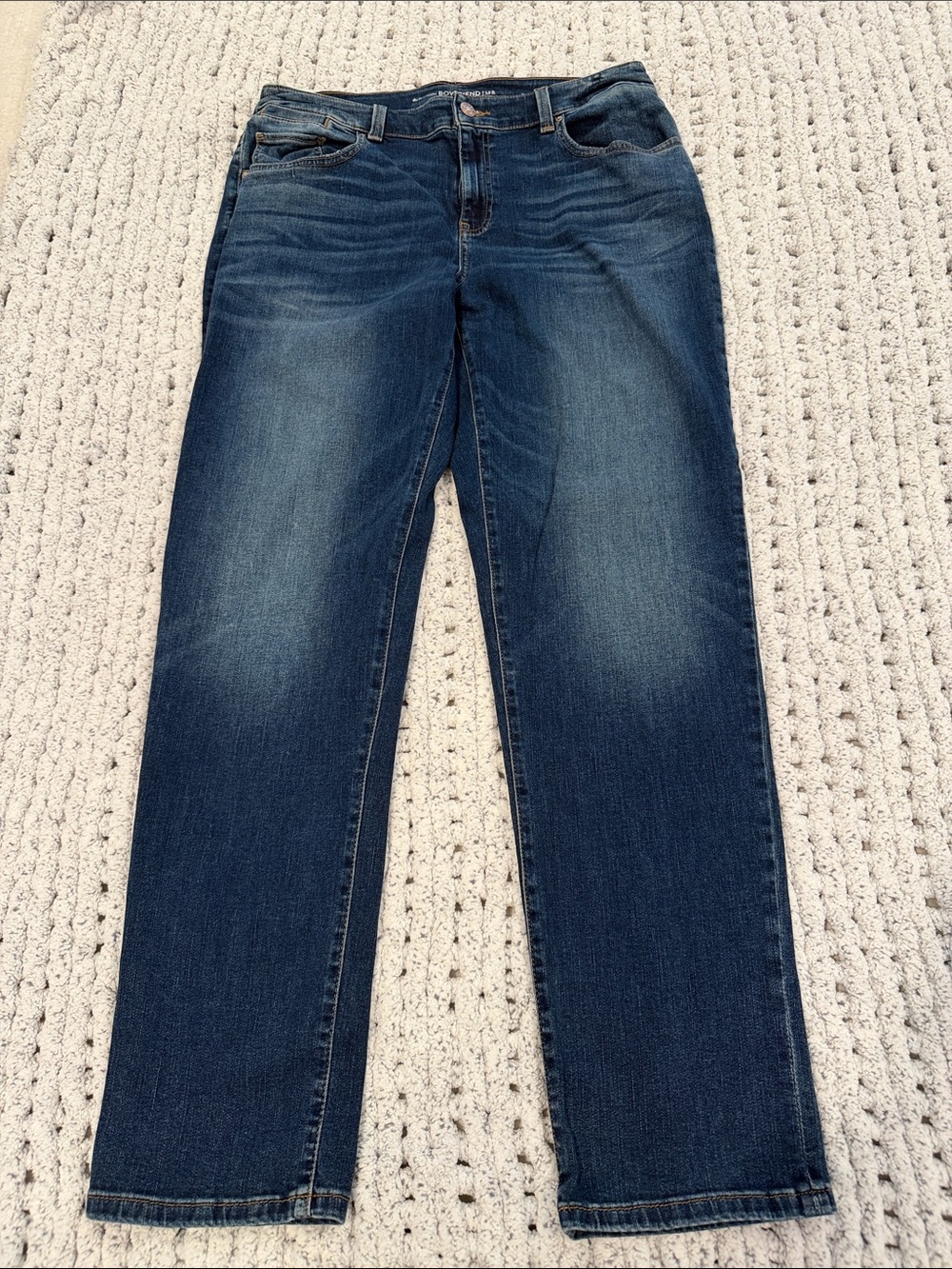 Chico’s Women’s Boyfriend Straight-Leg Jean - Size 1.5R US 10R Faded Dark Blue